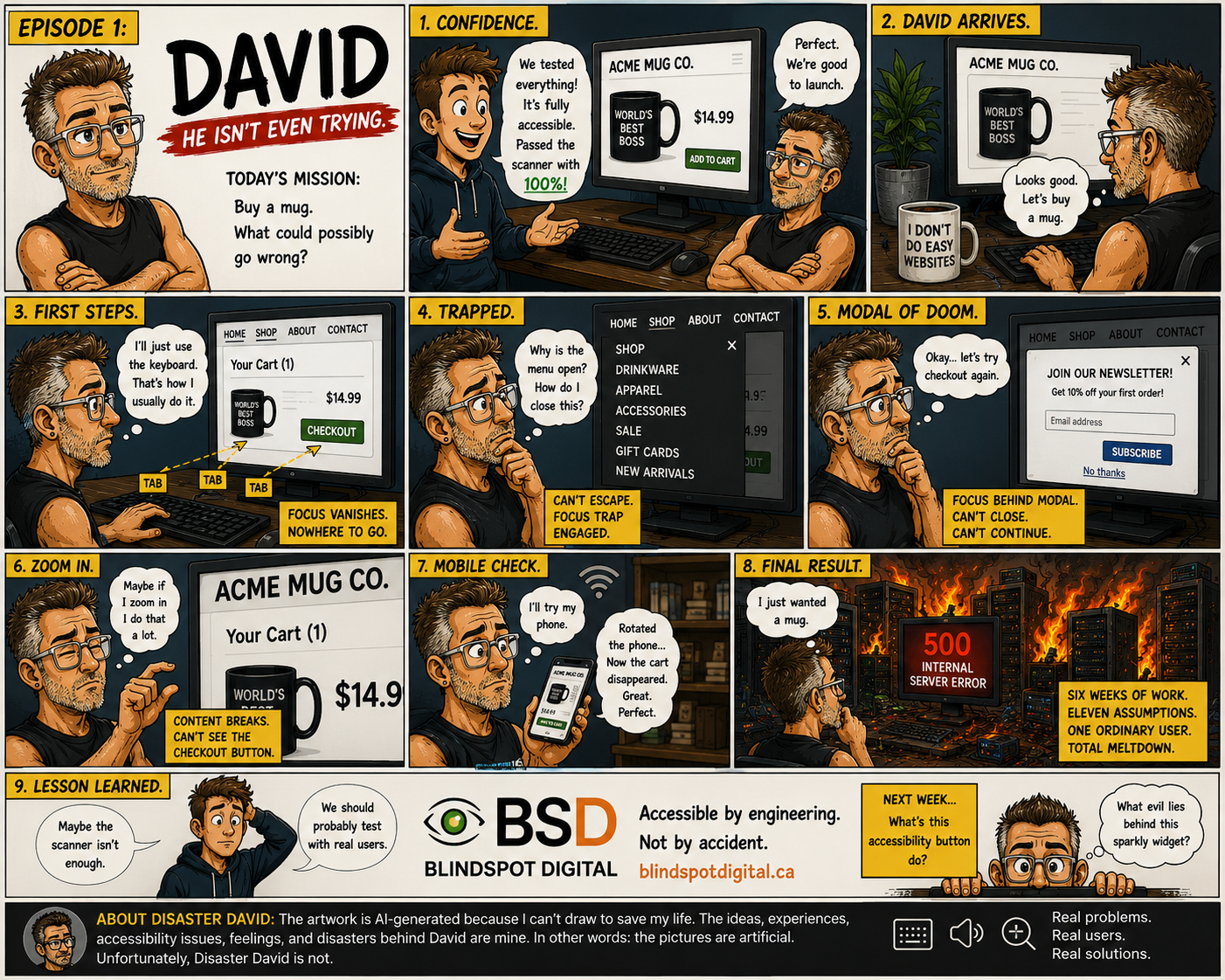 Disaster David Episode 1 comic. A complete image description follows below.